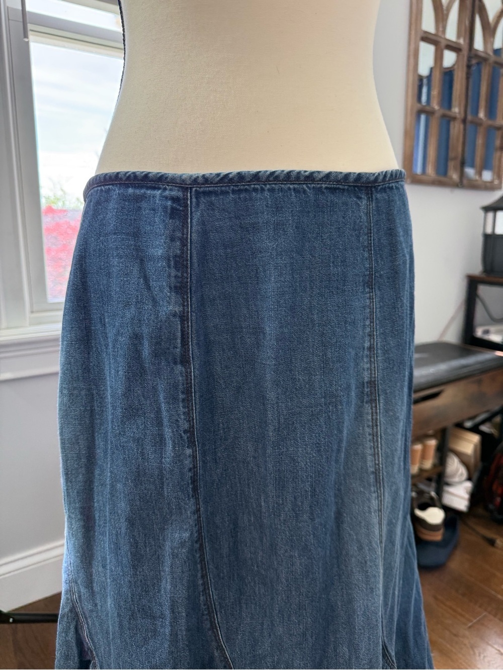 Style & Co. Blue Denim Flared Midi Skirt Size 10 - Picture 3 of 6